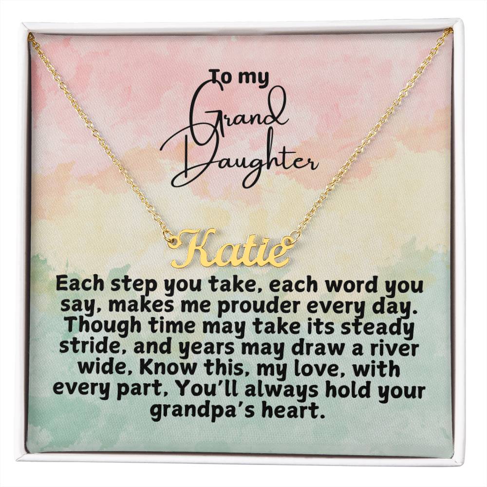 ShineOn Fulfillment Jewelry 18k Yellow Gold Finish / Standard Box Grandpa's Heart - Custom Name